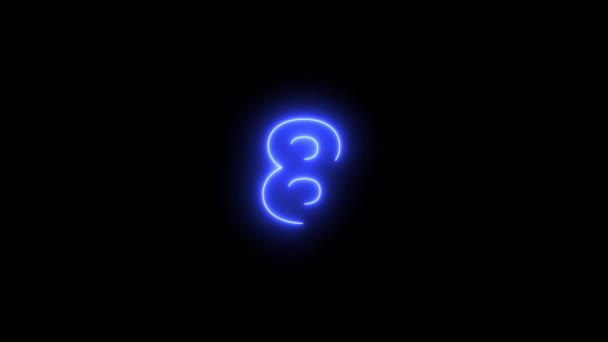 Neon Light Seconds Countdown Черном Фоне Включаю Лазерный Свет Таймер — стоковое видео