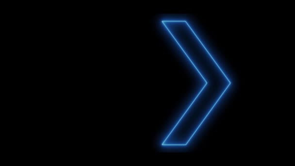 Neon Light Arrow Direction Black Blackgroud Infinite Loop Endless Play — Vídeo de Stock