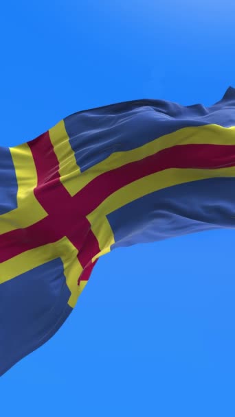 Aland Flag Realistické Vlnění Vlajky Pozadí — Stock video