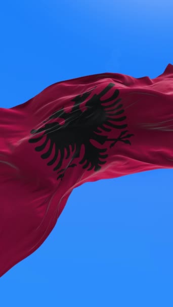 Bandera Albania Fondo Bandera Ondeante Realista — Vídeos de Stock