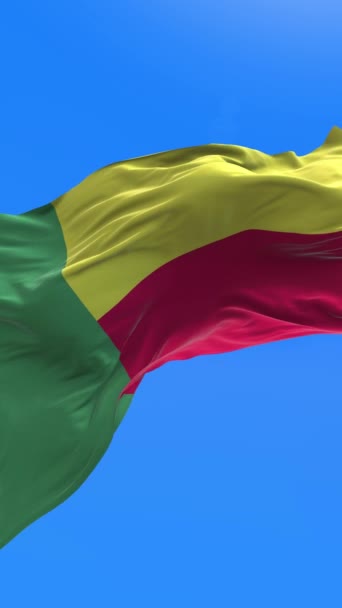 Benin Bayrağı Gerçekçi Bayrak Sallama Arkaplanı — Stok video