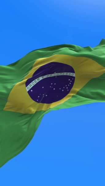 Drapelul Braziliei Fundal Realist Fluturând Steagul — Videoclip de stoc