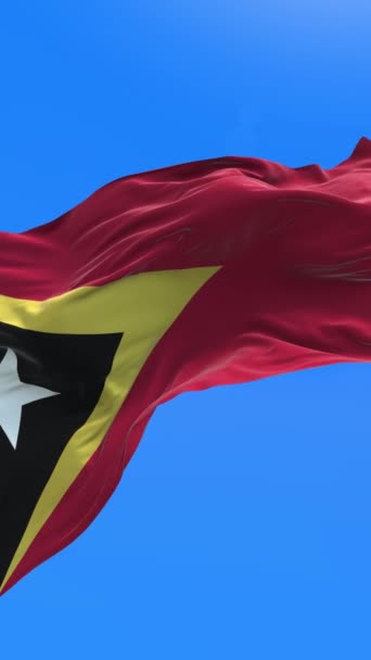 Timor Oriental Bandera Realista Ondeando Bandera Fondo — Vídeos de Stock