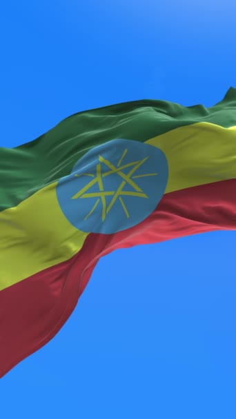 エチオピアの旗 3D現実的な手の旗の背景 — ストック動画