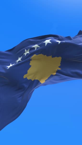 Bandera Kosovo Fondo Bandera Ondeante Realista — Vídeo de stock