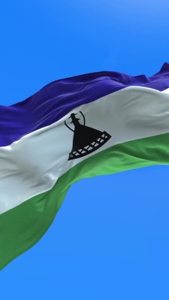 Lesotho Flag Realistic Waving Flag Background — Stock Video