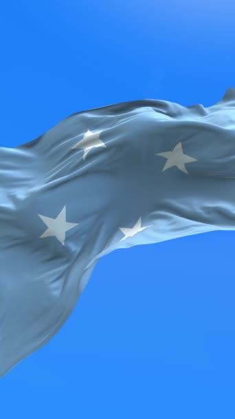 Mikronezya Birleşik Devletler Bayrağı Boyutlu Gerçekçi Bayrak Sallama Arkaplanı — Stok video