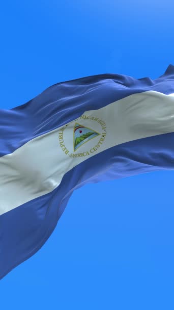 Прапор Нікарагуа Реалістичний Розмахуючи Прапором — стокове відео
