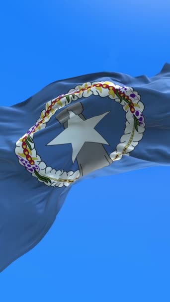 Mariana Islands Settentrionale Bandiera Realistico Sventolando Bandiera Sfondo — Video Stock