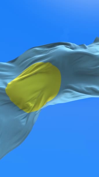 Palau Flagga Realistisk Viftande Flagga Bakgrund — Stockvideo