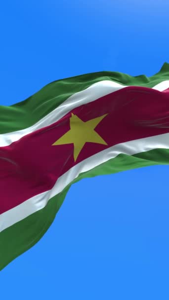 Bandera Surinam Fondo Bandera Ondeante Realista — Vídeos de Stock