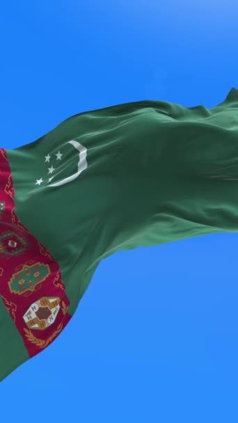 Turkmenistan Flag Realistic Waving Flag Background — Stock Video