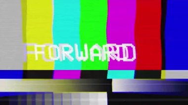 Vintage VHS (Video Home System) defects noise and artifacts effect. Glitches error from an old tape or old TV. No signal tv. 4k glitch effect. Forward, rewind and stop scenes.