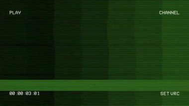 Vintage VHS (Video Home System) gürültü ve obje etkisini bozar. Eski bir kaset ya da eski bir TV 'de arıza var. Sinyal yok. 4k hata efekti.