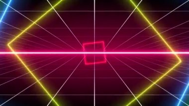 Vintage retro Background 80 90 with neon animation - 4K Resolution - Loopable