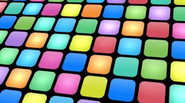Carpet with colorful circles background. Rotating camera turning on surface with colored rings. 3d 4k.