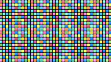 Animated retro old background with flashing colored squares. 3d 4K