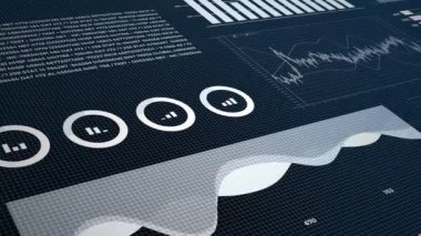 Stock data animation, financial report statistics background, animated stats infographics. 3D 4K