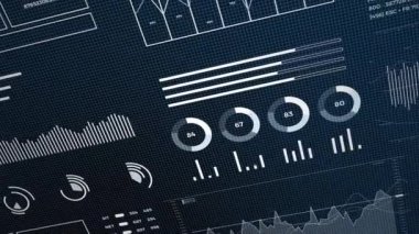 Stock data animation, financial report statistics background, animated stats infographics. 3D 4K