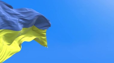 Ukraine waving flag background 4k. Left side. Ukrainian symobol of union, peace and freedom.