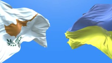 Ukraine and Cyprus waving flag. Ukrainian symbol. 3d 4k.