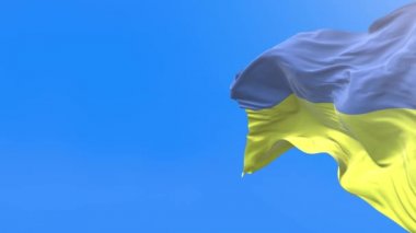 Ukraine waving flag background 4k. Right side. Ukrainian symobol of union, peace and freedom.