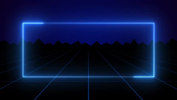 Arcade Videogame Classic Abstract Vintage Retro Neon Background Sun Grid — Wideo stockowe