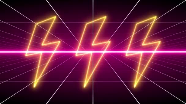 Vintage Retro Background Neon Animation Resolution Loopable — Stock videók