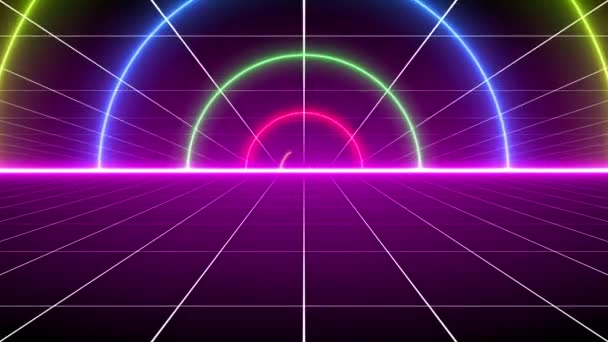 Vintage Retro Background Neon Animation Resolution Loopable — Video