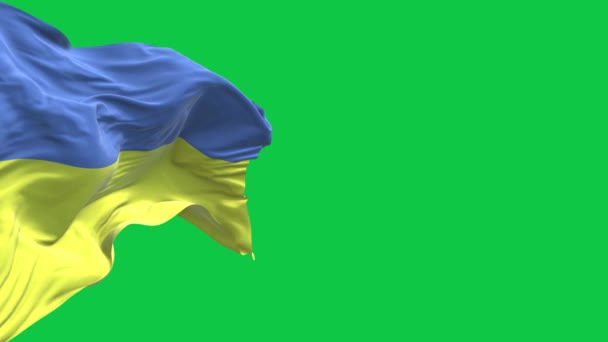 Ukraine Waving Flag Green Background Left Side Ukrainian Symobol Union — Stok video