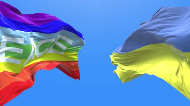 Ukraine Peace Rainbow Waving Flag Ukrainian Symbol — 图库视频影像