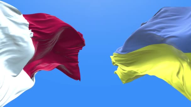 Ukraine Malta Waving Flag Ukrainian Symbol — Stok video