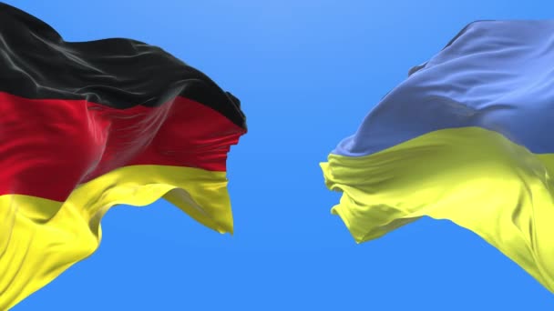 Ukraine Germany Waving Flag Ukrainian Symbol — Stok video