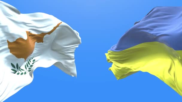 Ukraine Cyprus Waving Flag Ukrainian Symbol — Stockvideo