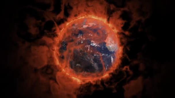 Global Warming Concept Earth Globe Burning Climate Changes World Pollution — Stockvideo