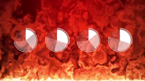 Financial Crisis Infographics Data Report Infographics Burning Fire Background — Vídeo de Stock