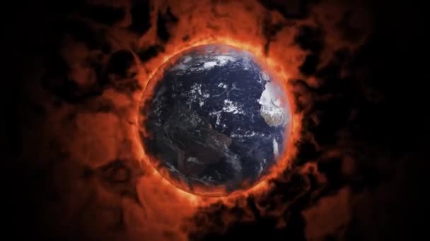 Global Warming Concept Earth Globe Burning Climate Changes World Pollution — Stock video