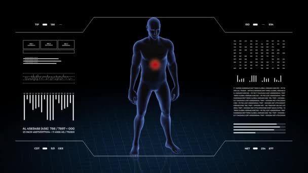 Uomo Con Una Fossa Patologia Dello Stomaco Corpo Ragazzo Animazione — Video Stock