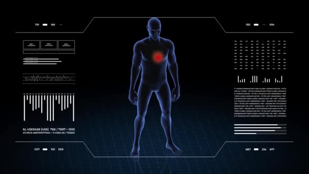 Homme Avec Une Pathologie Cardiaque Corps Garçon Rotation Animation Gros — Video