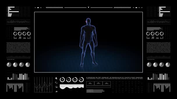 有耳朵病理学的人3D身体的男孩 旋转动画和男性人体结构的特写 Hud镜头 — 图库视频影像