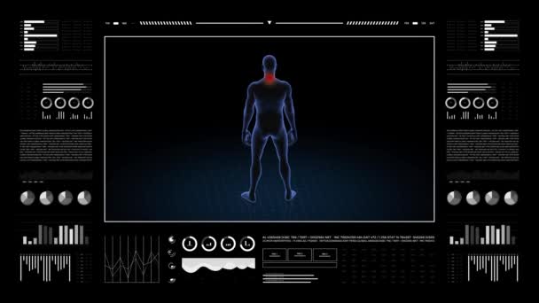 子宮頸部病理の男 少年の3Dボディ アニメーションを回転させ 男性の人間構造の閉鎖 Hud映像 — ストック動画