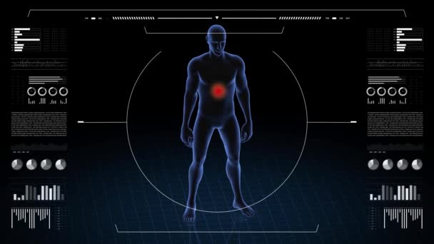 Uomo Con Una Fossa Patologia Dello Stomaco Corpo Ragazzo Animazione — Video Stock