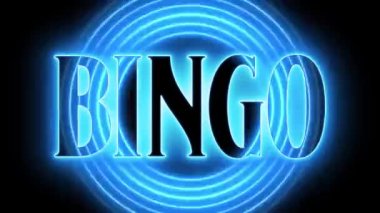 Bingo animated motion graphics background. Neon e laser flashing effects.
