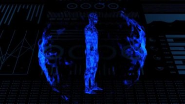 3d human body, futuristic medical scan with infographics animated data, diagnostic computer concept, medical research display 4K