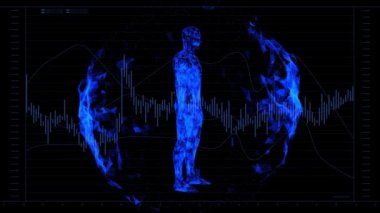 3d human body, futuristic medical scan with infographics animated data, diagnostic computer concept, medical research display 4K