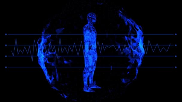 Human Body Futuristic Medical Scan Infographics Animated Data Diagnostic Computer — Stok Video