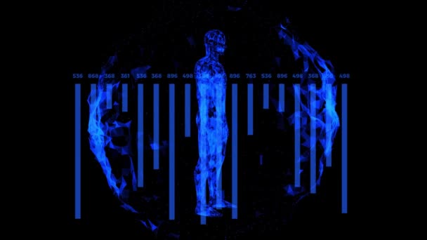 Человеческого Тела Футуристическое Медицинское Сканирование Инфографикой Анимированных Данных Диагностическая Компьютерная — стоковое видео