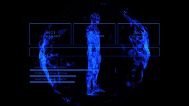 Human Body Futuristic Medical Scan Infographics Animated Data Diagnostic Computer — Vídeo de Stock