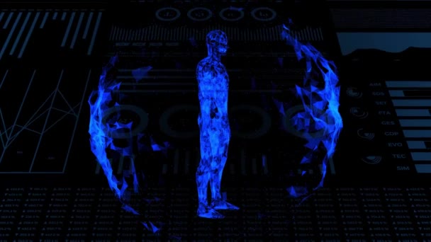 Human Body Futuristic Medical Scan Infographics Animated Data Diagnostic Computer — Vídeos de Stock