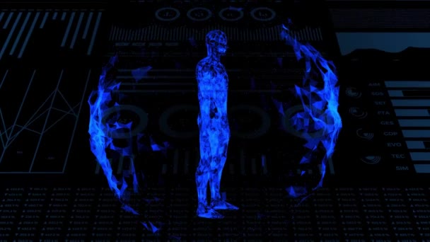 Human Body Futuristic Medical Scan Infographics Animated Data Diagnostic Computer — Video